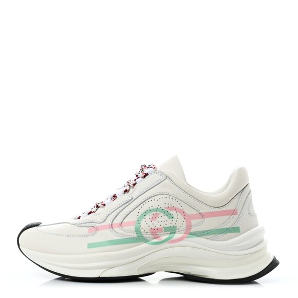 Gucci Run Interlocking GG Logo Ultralight Plutone Leather Sneakers Shoes - Picture 1 of 16